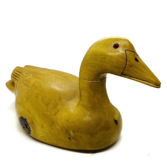Vintage 1985 J.C. Edwards Handcrafted Wood Duck Decoy Carved Home Decor Art - Picture 2 of 9